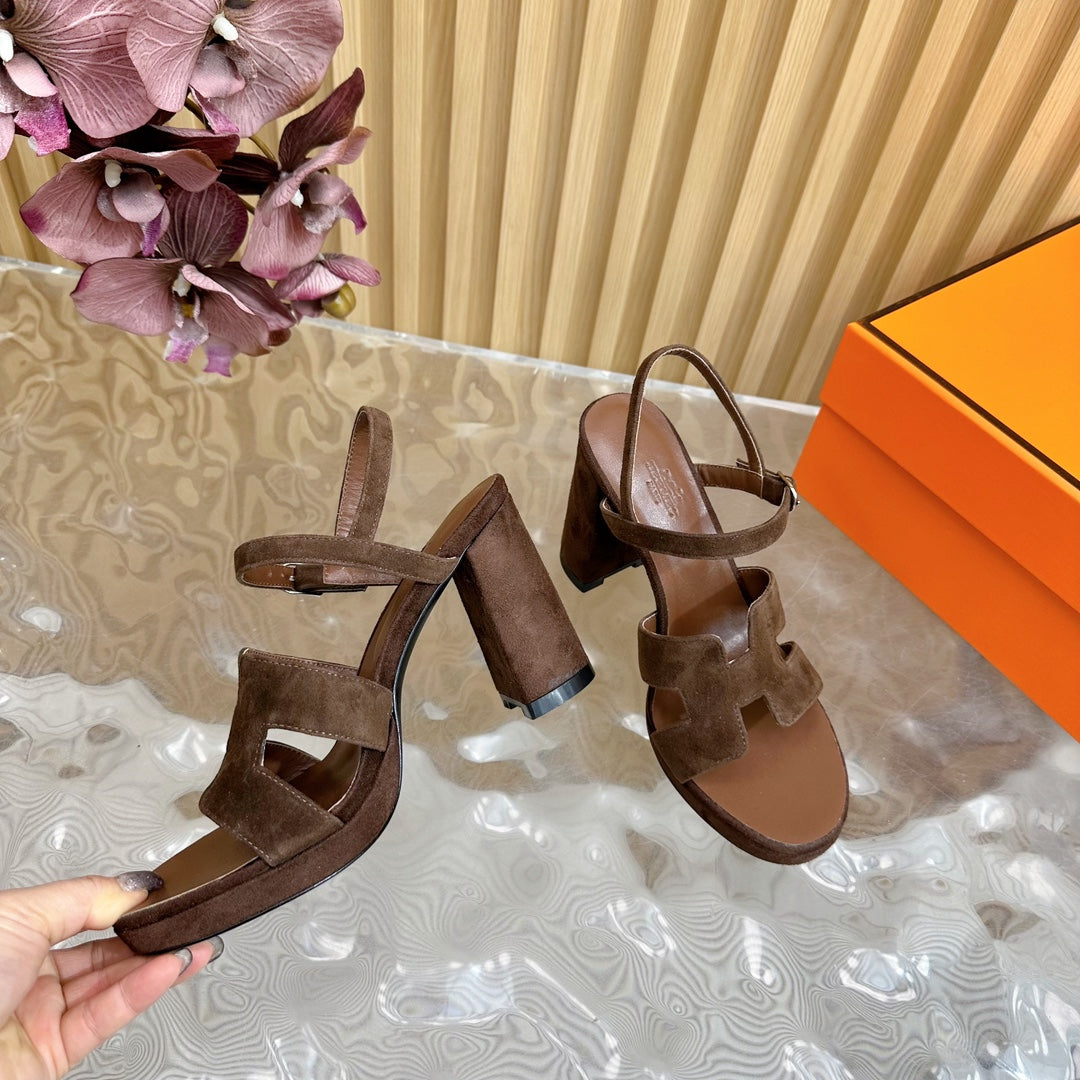 JAZZ 90 SANDAL IN WALNUT BROWN SUEDE - 35