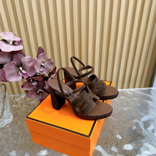 JAZZ 90 SANDAL IN WALNUT BROWN SUEDE - 35