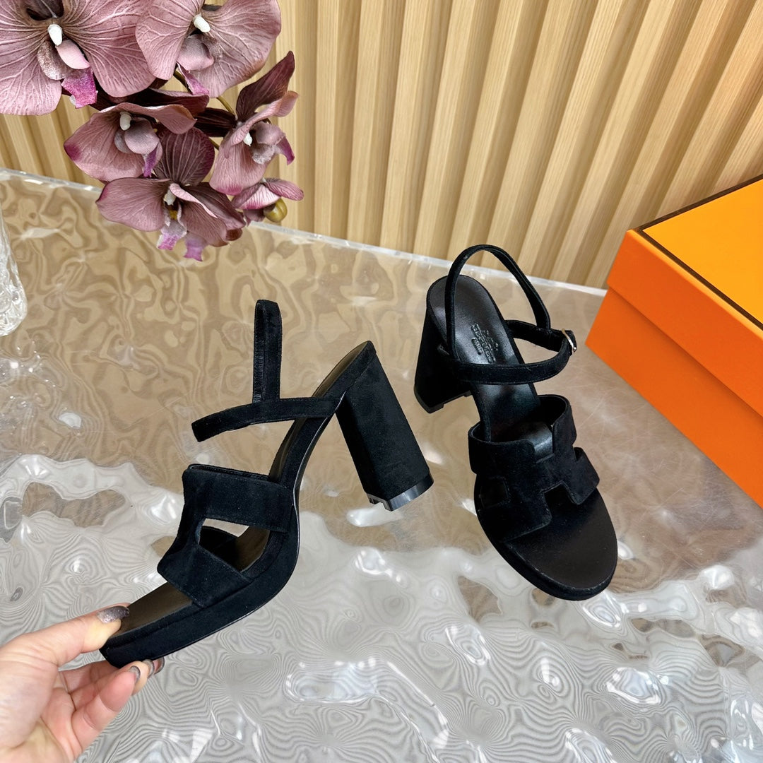 JAZZ 90 SANDAL IN BLACK SUEDE - 35