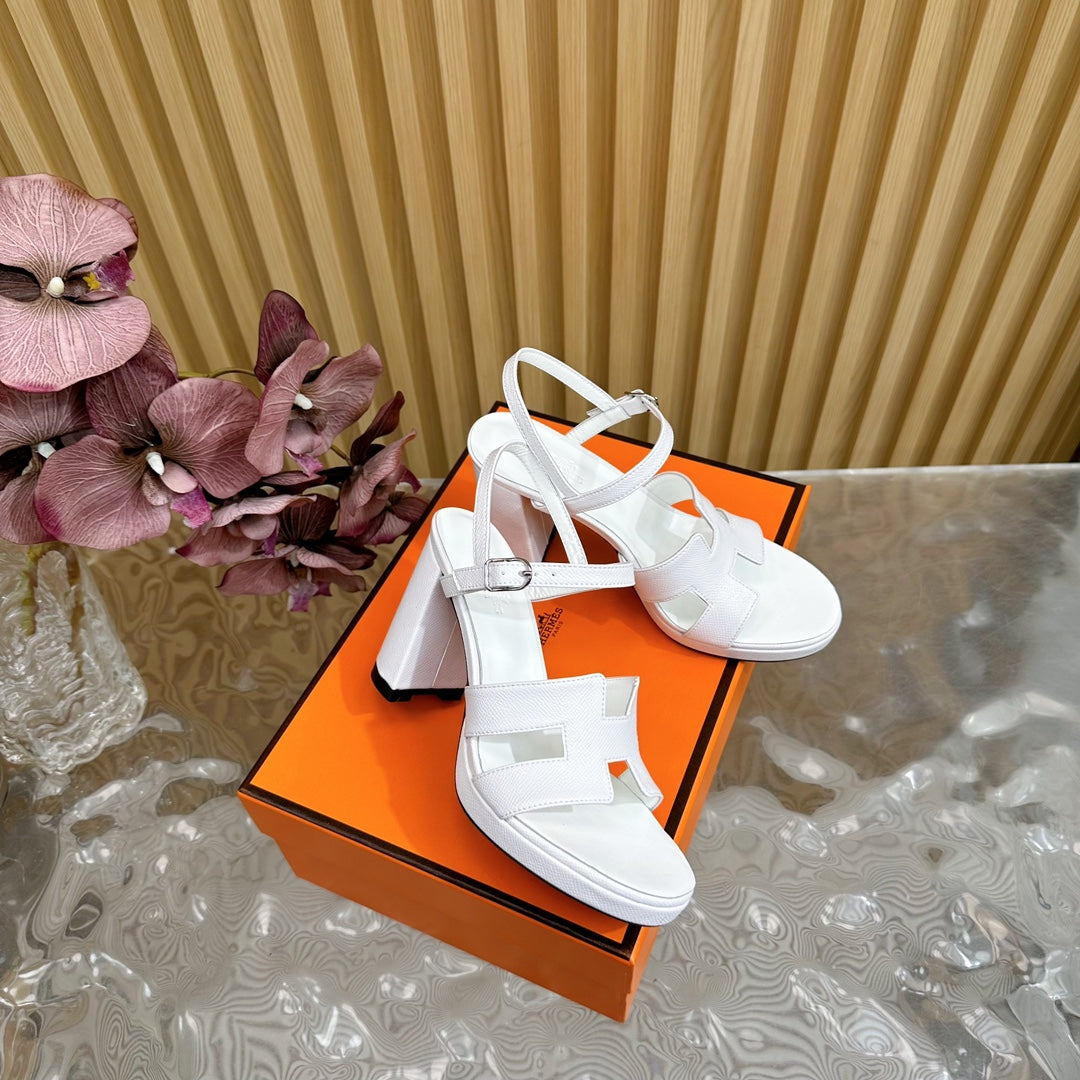 JAZZ 90 SANDAL IN WHITE CALFSKIN - 35