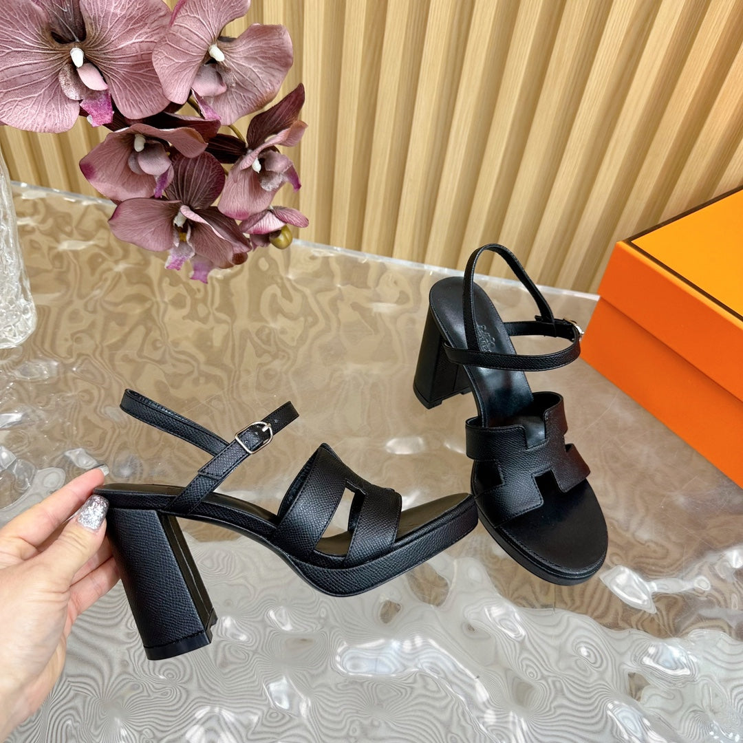 JAZZ 90 SANDAL IN BLACK CALFSKIN - 35