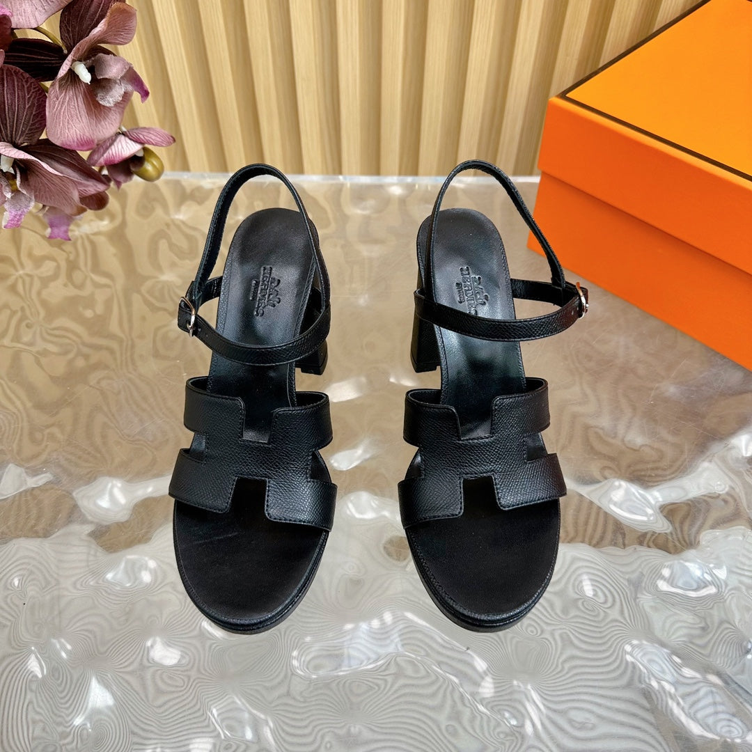 JAZZ 90 SANDAL IN BLACK CALFSKIN - 35