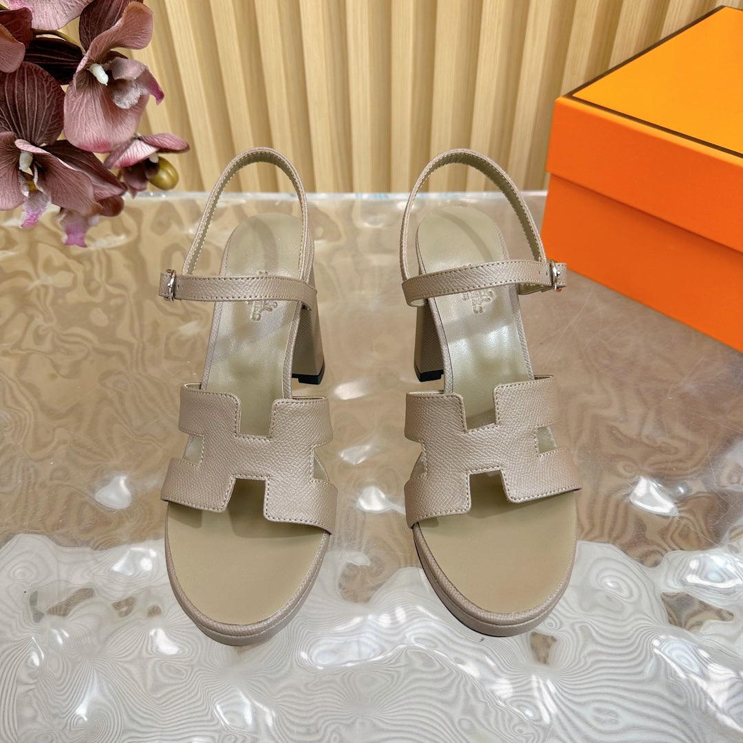 JAZZ 90 SANDAL IN WOOD BROWN CALFSKIN - 35
