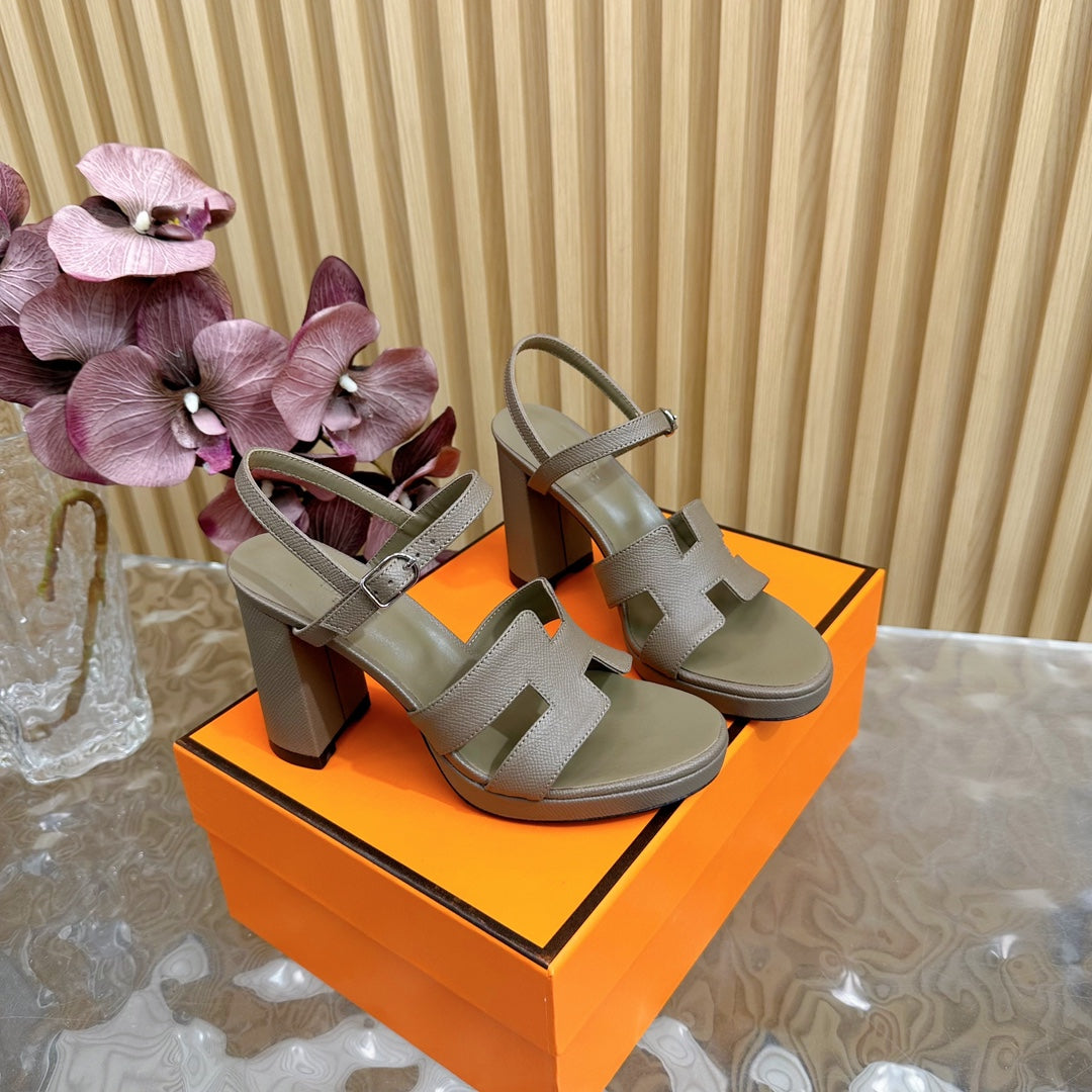 JAZZ 90 SANDAL IN WOOD BROWN CALFSKIN - 35