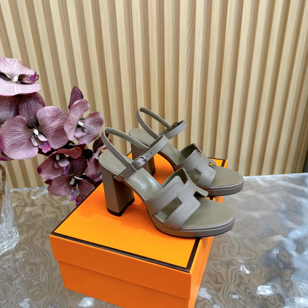 JAZZ 90 SANDAL IN WOOD BROWN CALFSKIN - 35