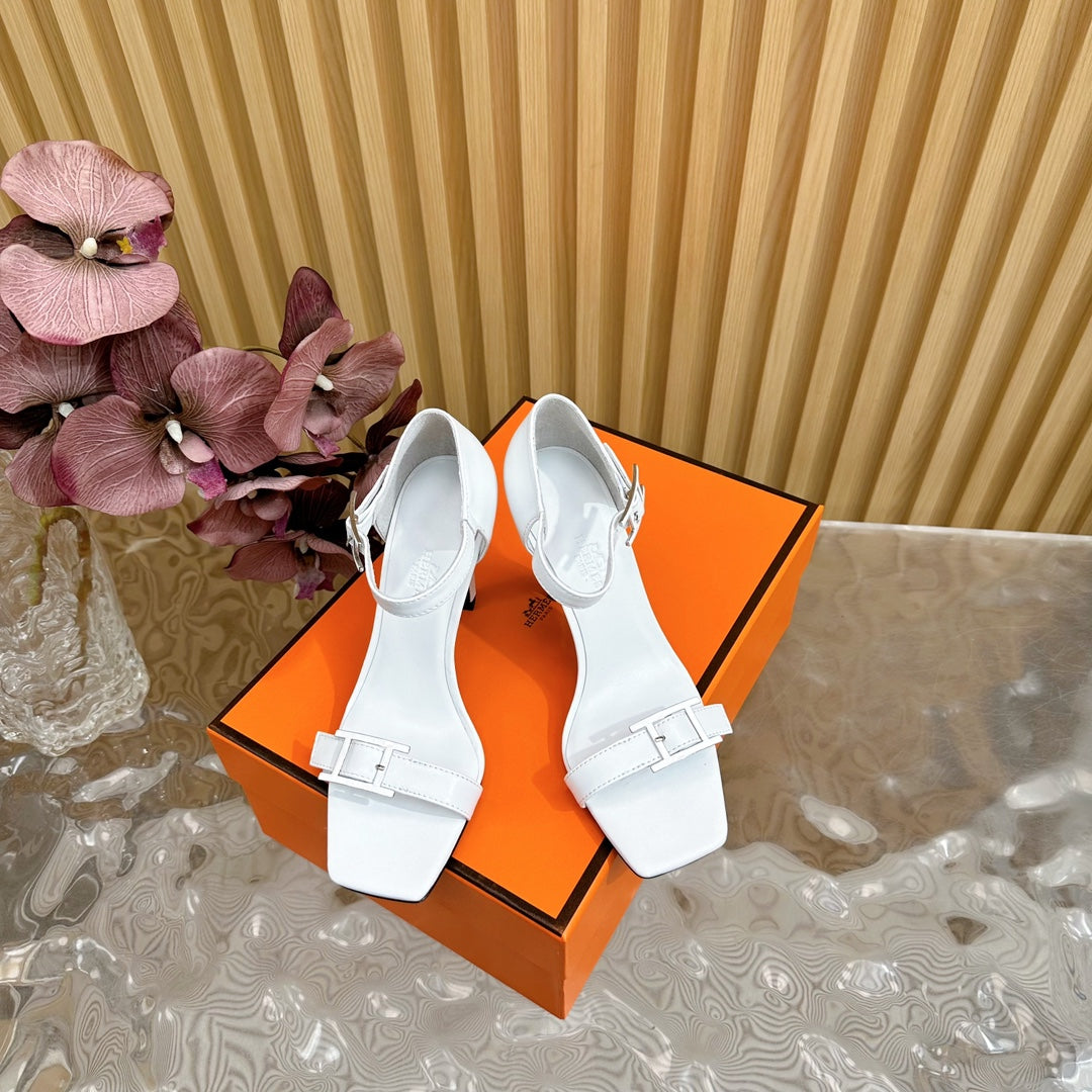 JULY SANDAL 105 MM IN WHITE CALFSKIN - 35