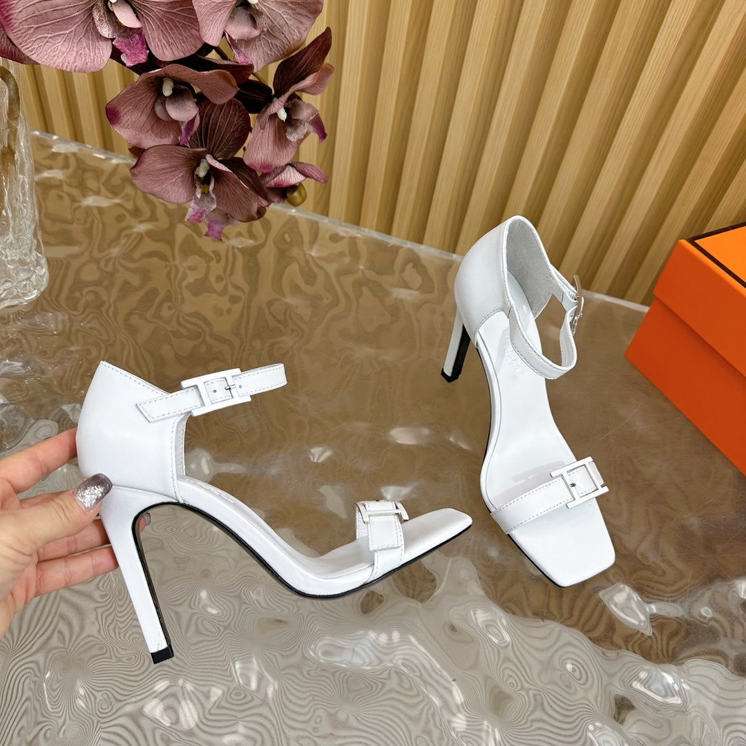 JULY SANDAL 105 MM IN WHITE CALFSKIN - 35