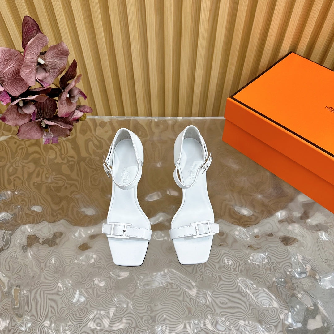 JULY SANDAL 105 MM IN WHITE CALFSKIN - 35