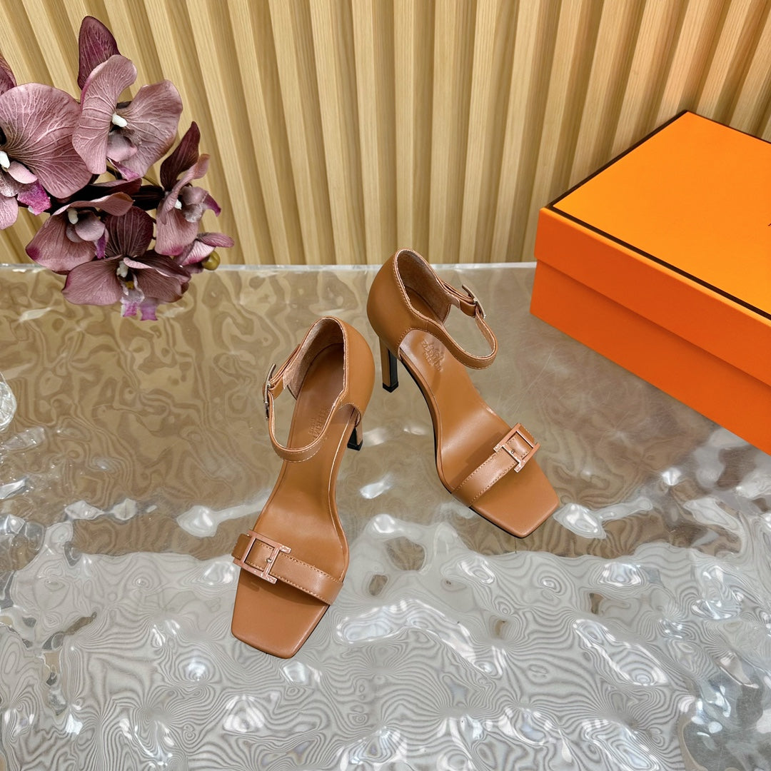 JULY SANDAL 105 MM IN BRONZE BROWN CALFSKIN - 35