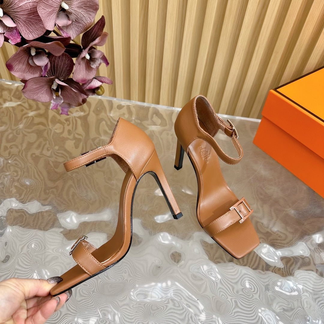 JULY SANDAL 105 MM IN BRONZE BROWN CALFSKIN - 35