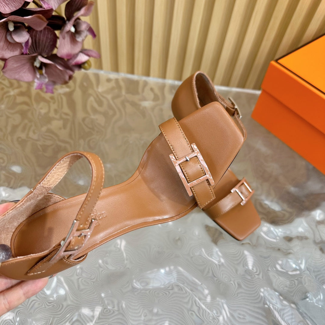 JULY SANDAL 105 MM IN BRONZE BROWN CALFSKIN - 35