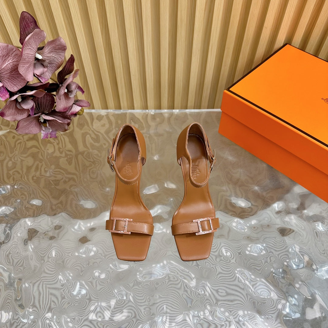 JULY SANDAL 105 MM IN BRONZE BROWN CALFSKIN - 35