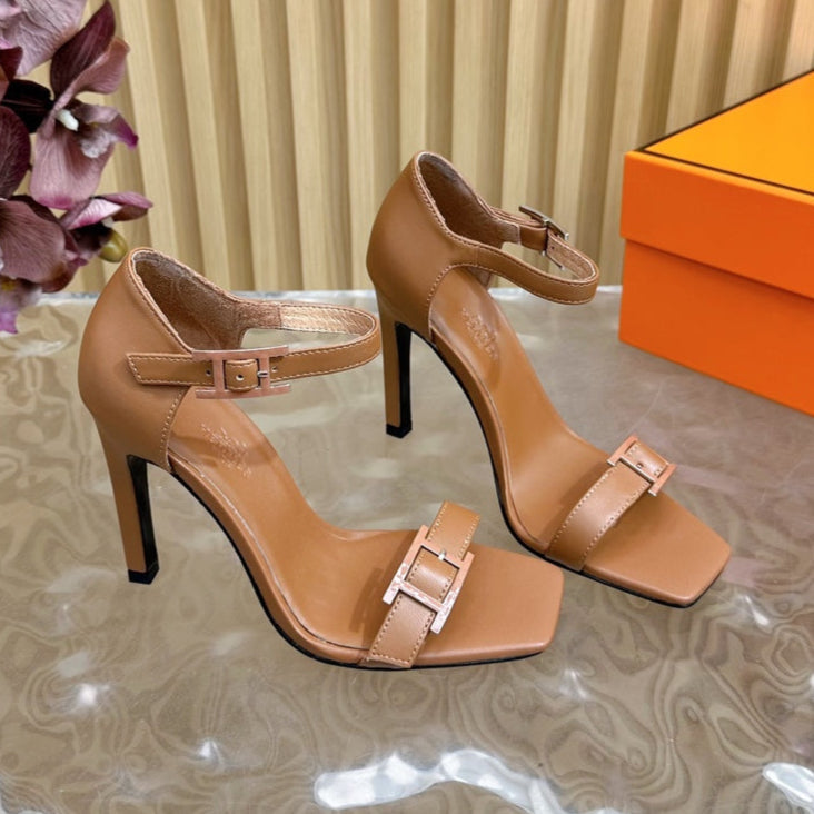 JULY SANDAL 105 MM IN BRONZE BROWN CALFSKIN - 35