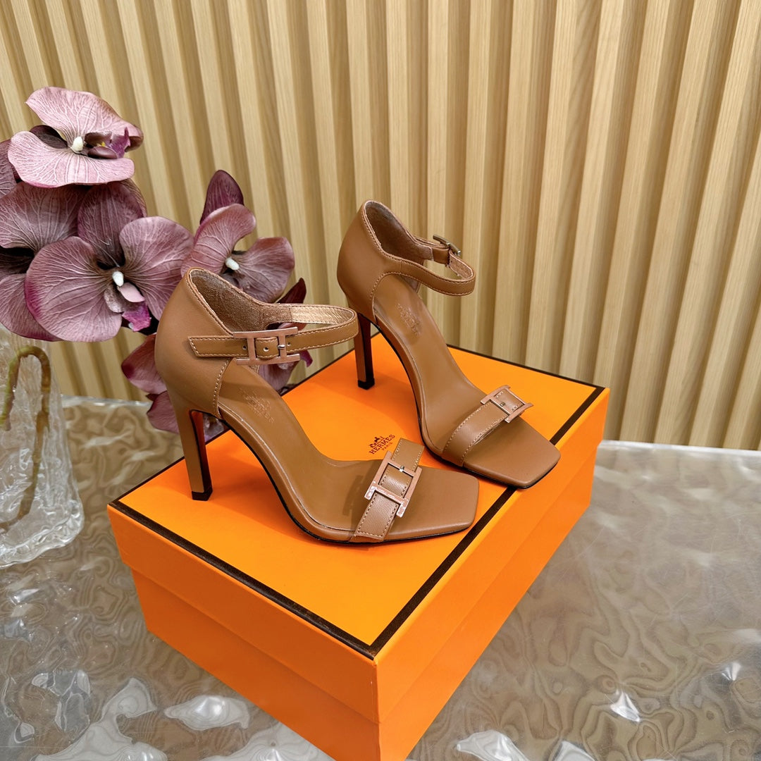 JULY SANDAL 105 MM IN BRONZE BROWN CALFSKIN - 35