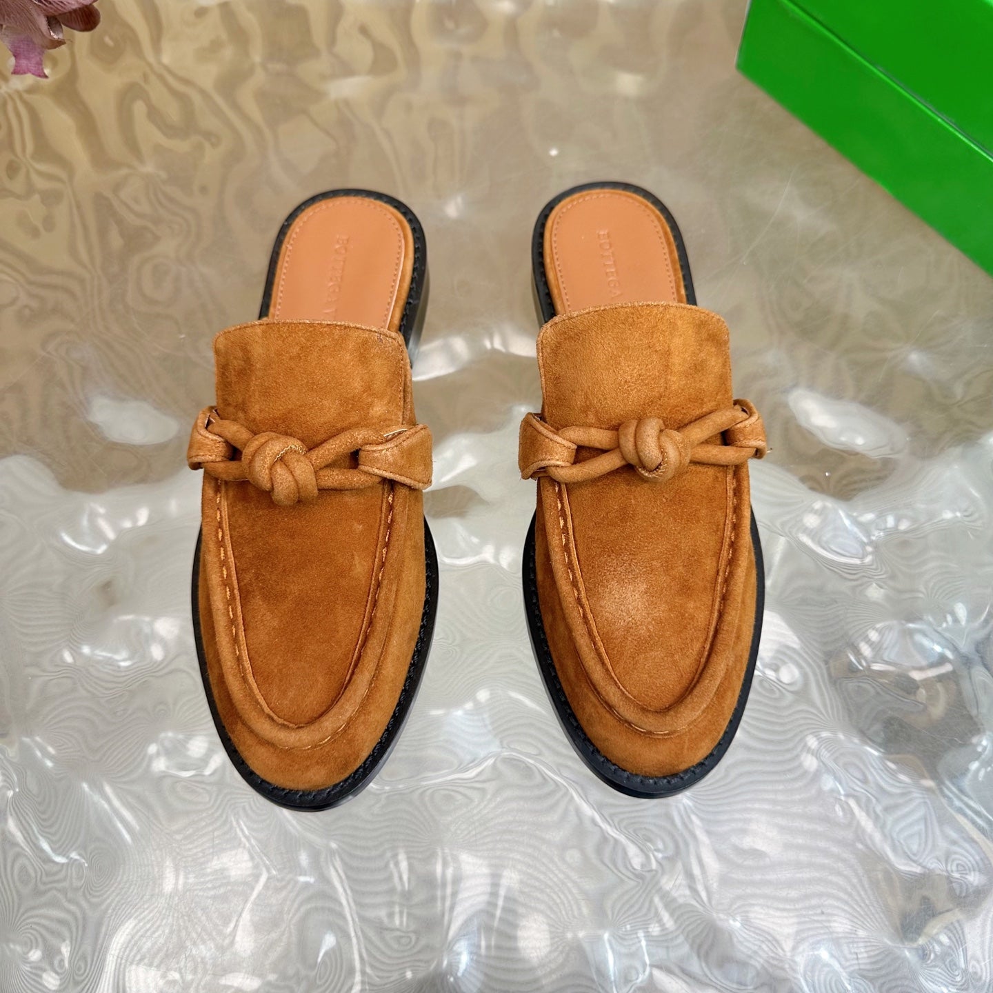 OPEN-BACK LOAFER REALISED IN CINNAMON BROWN SUEDE - 35