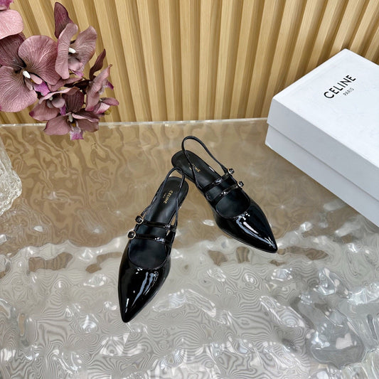 JUDY DOUBLE STRAP MARY JANE SLINGBACK 35MM IN BLACK PATENT CALFSKIN - 35