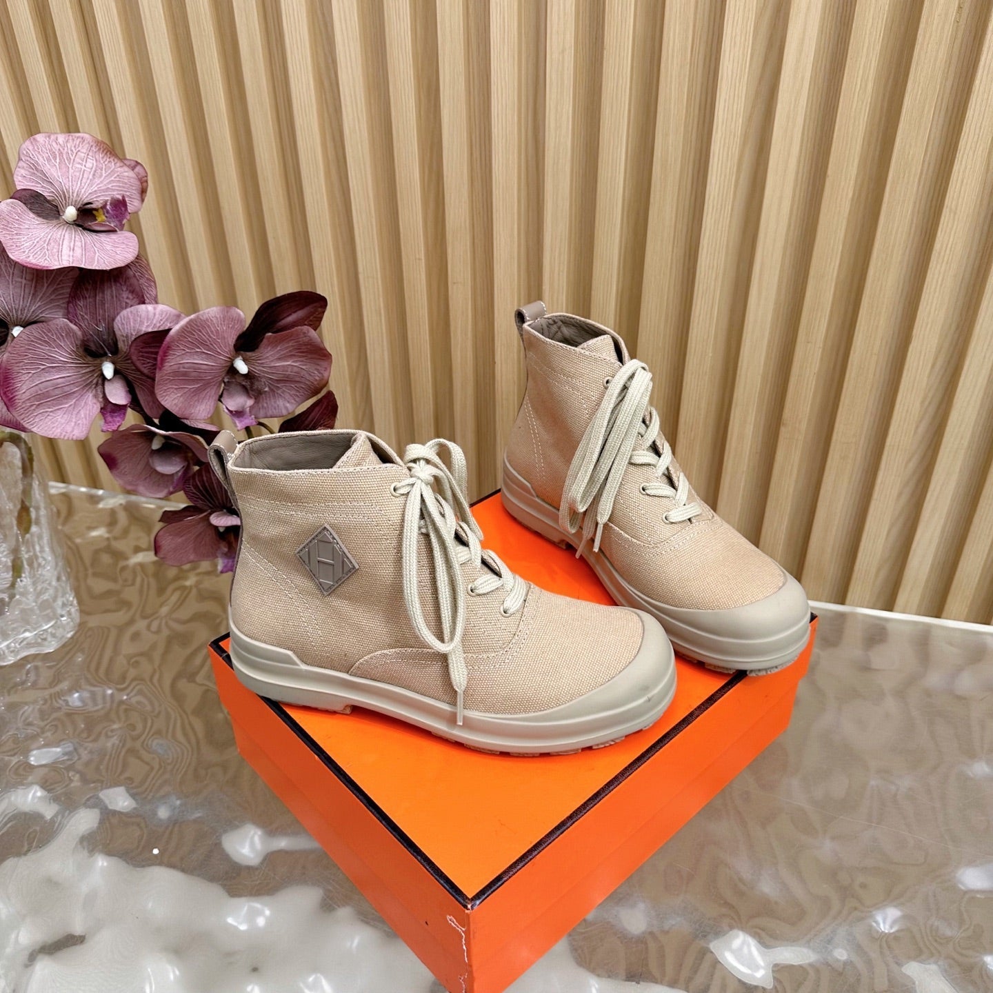 HM 25S KOOLER ANKLE BOOTS IN BEIGE CANVAS - 35