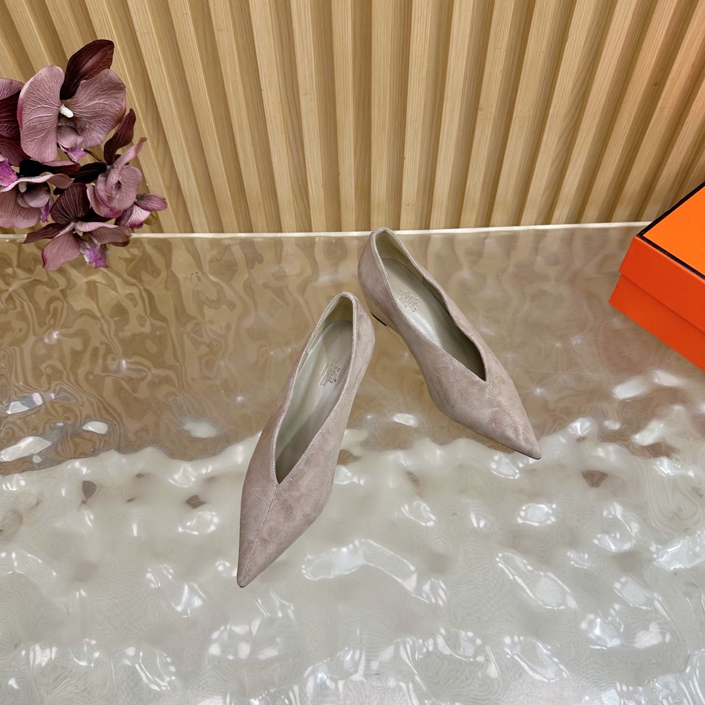 HM 25S HIGH-HEEL WEDGE SHOES 50 MM IN DUSTY BEIGE SUEDE - 35