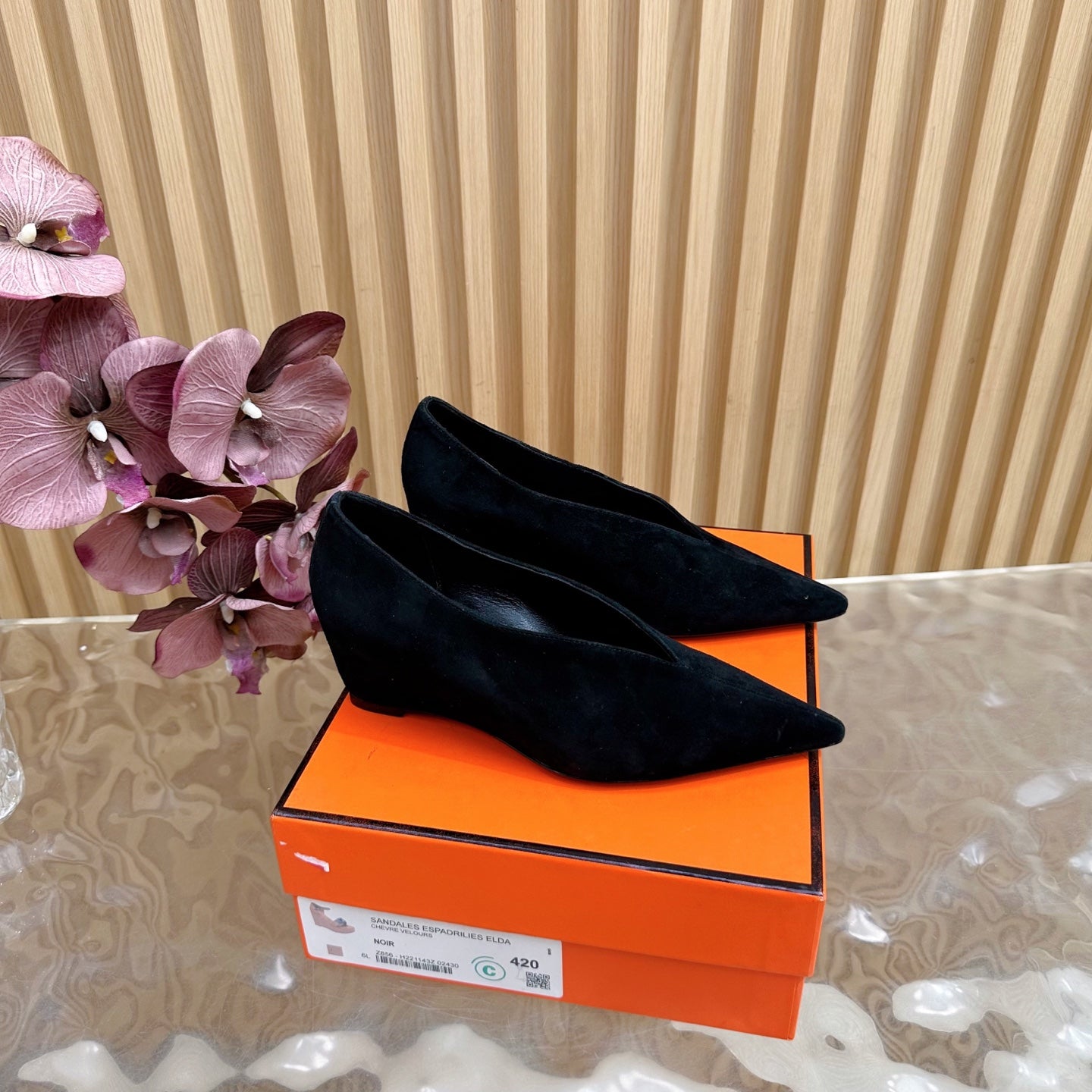 HM 25S HIGH-HEEL WEDGE SHOES 50 MM IN BLACK SUEDE - 35