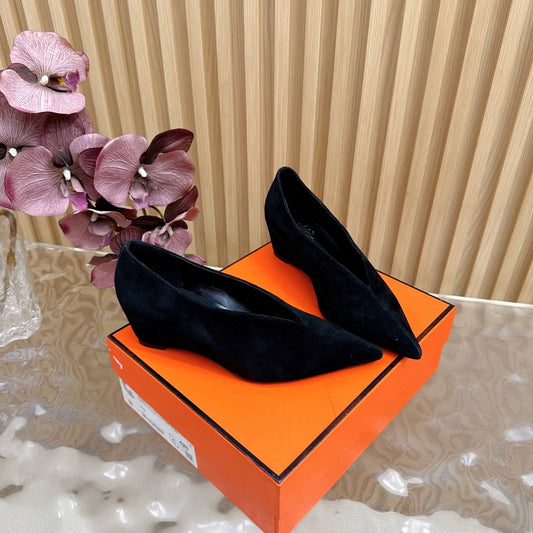 HM 25S HIGH-HEEL WEDGE SHOES 50 MM IN BLACK SUEDE - 35