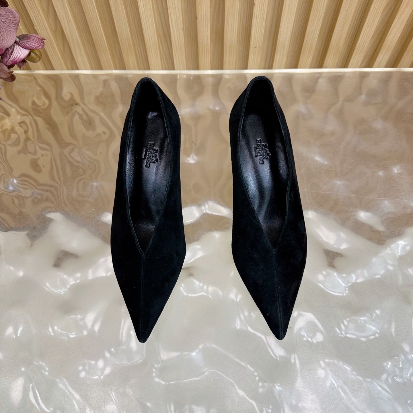 HM 25S HIGH-HEEL WEDGE SHOES 50 MM IN BLACK SUEDE - 35