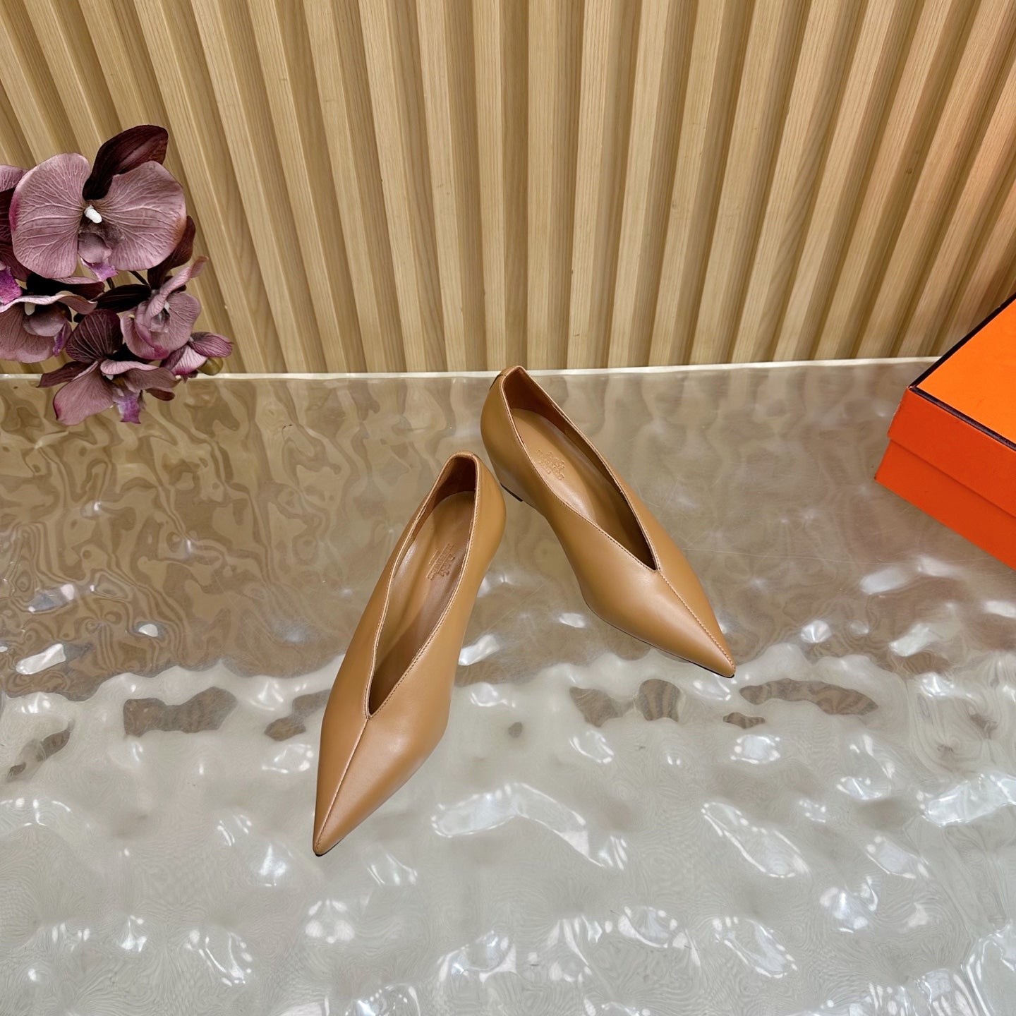 HM 25S HIGH-HEEL WEDGE SHOES 50 MM IN BROWN LAMBSKIN - 35
