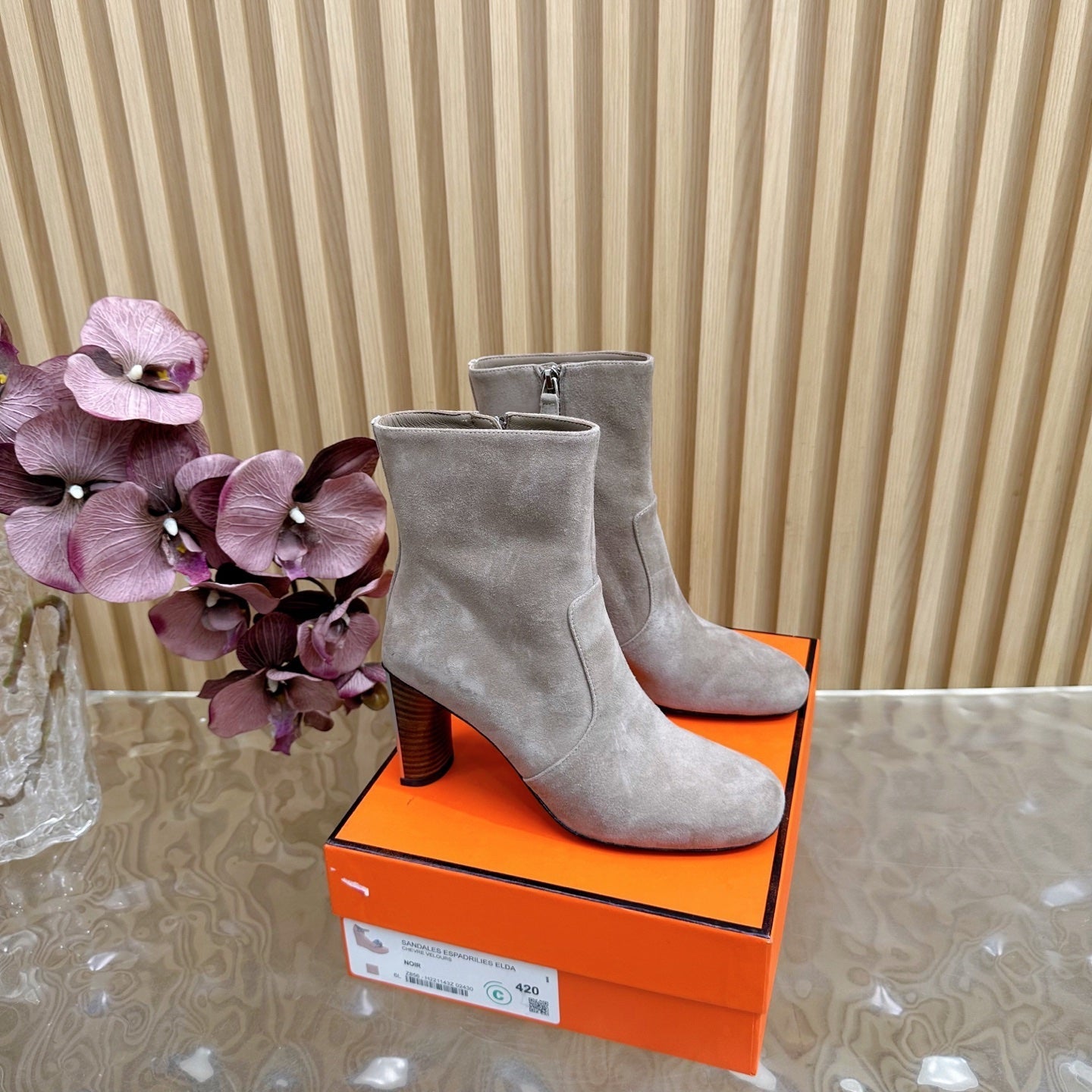 HM 25S ANKLE BOOTS 70 MM IN DUSTY BEIGE SUEDE - 35