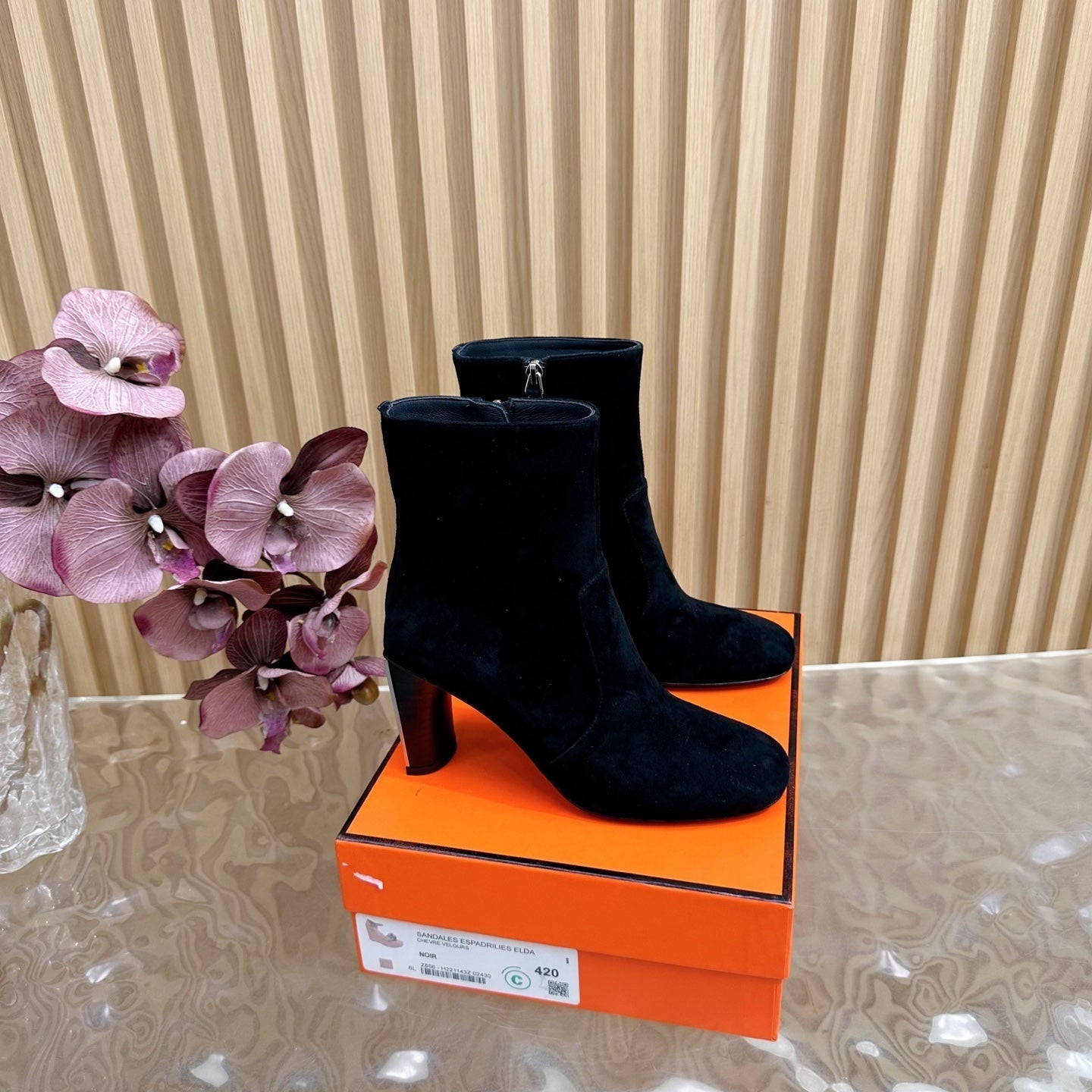 HM 25S ANKLE BOOTS 70 MM IN BLACK SUEDE - 35