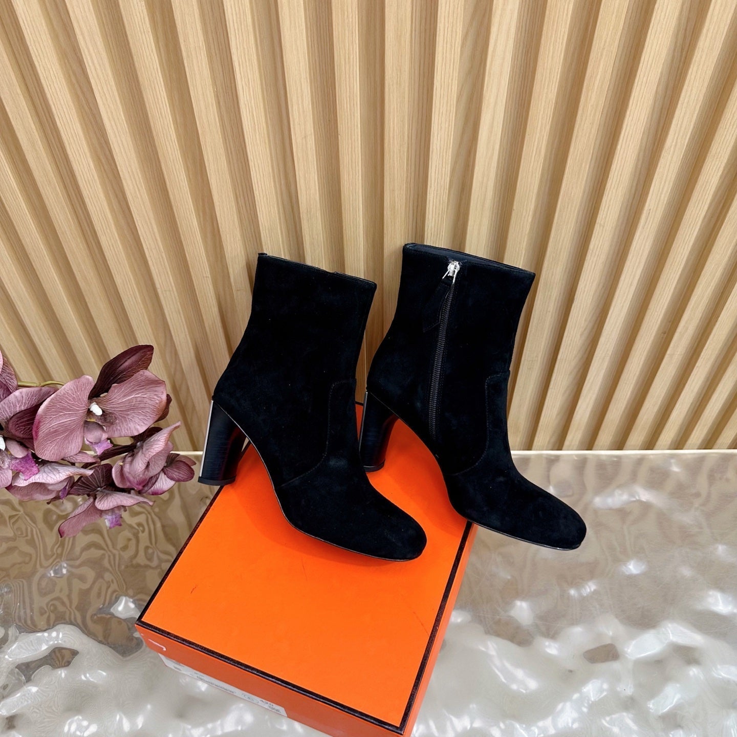 HM 25S ANKLE BOOTS 70 MM IN BLACK SUEDE - 35