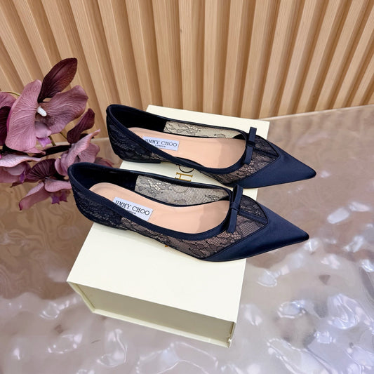 БАЛЕТКИ JIMMY CHOO 26S З ЧОРНОГО МЕРЕЖИВА ТА АТЛАСУ