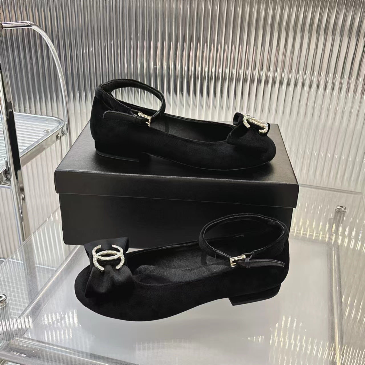BOW MARY JANE SHOES IN BLACK VELVET - 35