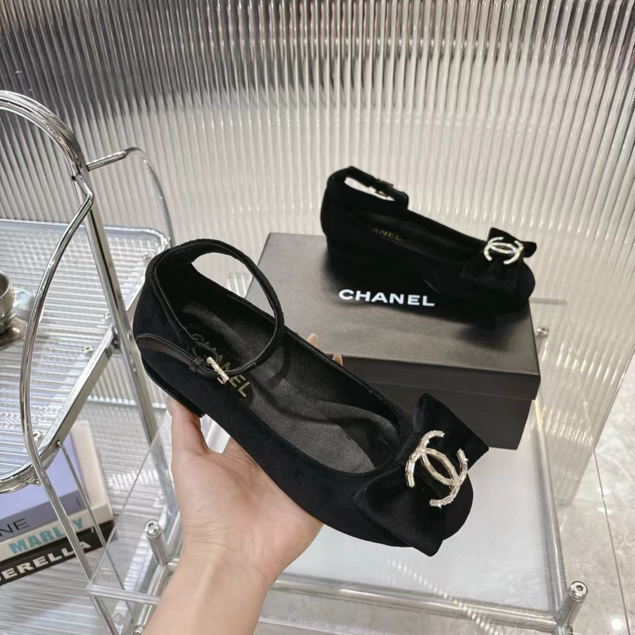 BOW MARY JANE SHOES IN BLACK VELVET - 35