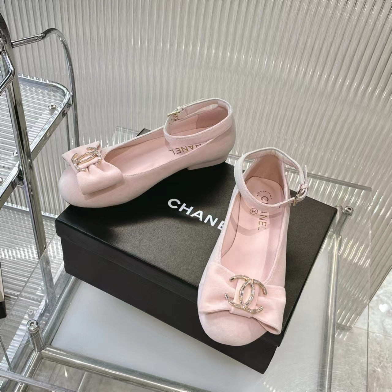 BOW MARY JANE SHOES IN PASTEL PINK VELVET - 35