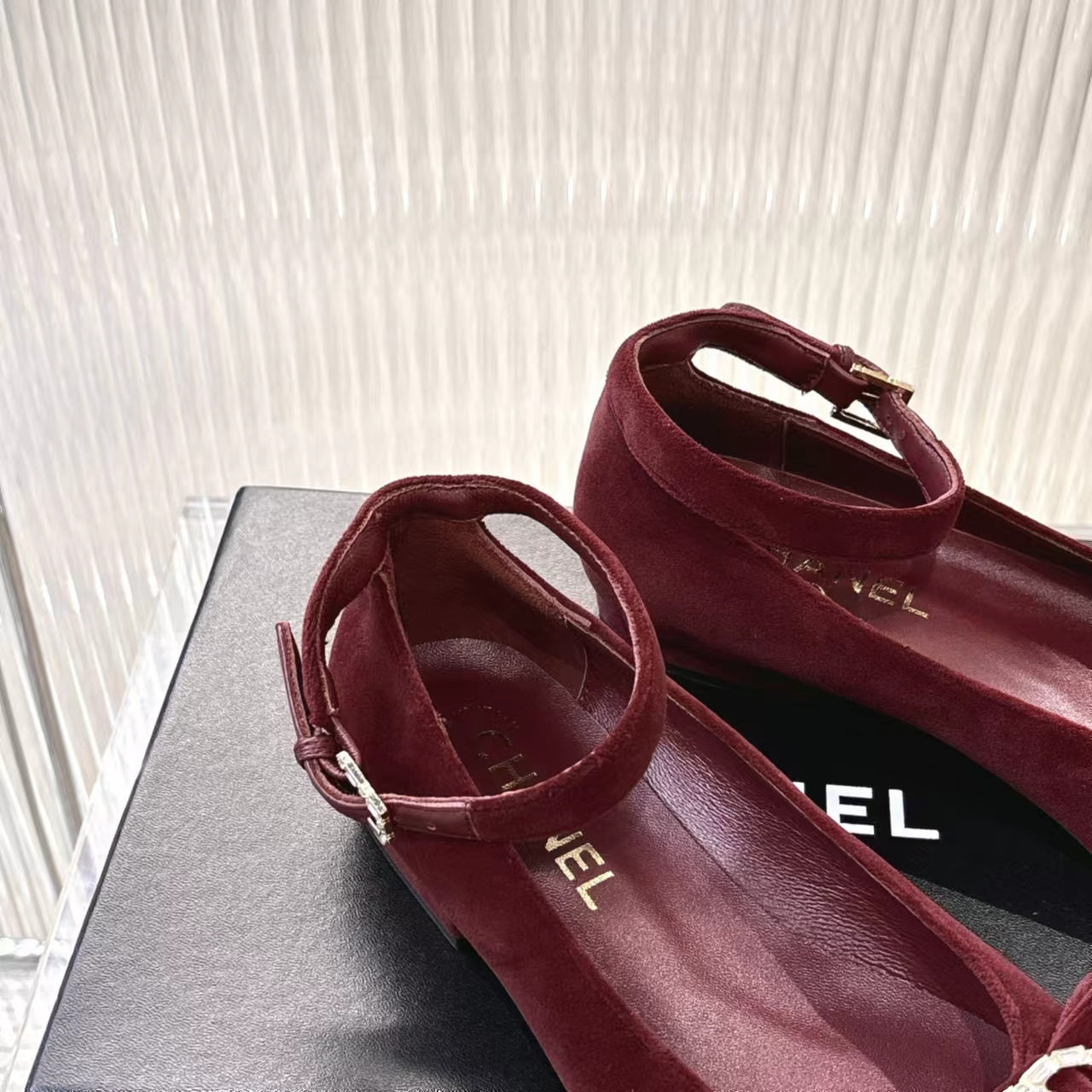 BOW MARY JANE SHOES IN GARNET RED VELVET - 35