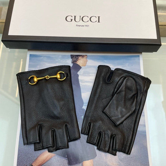 FINGERLESS GLOVES WITH HORSEBIT IN BLACK LAMBSKIN 463853 - L