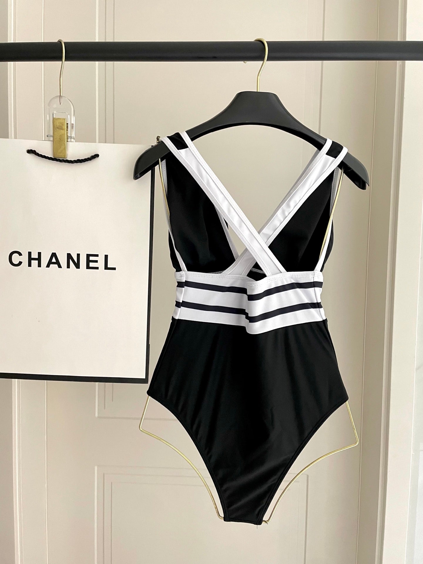 CC BIKINI SWIMSUIT SET BLACK WHITE 173343