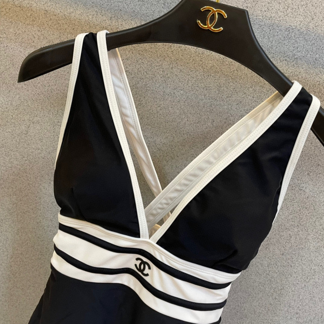CC BIKINI SWIMSUIT SET BLACK WHITE 173343