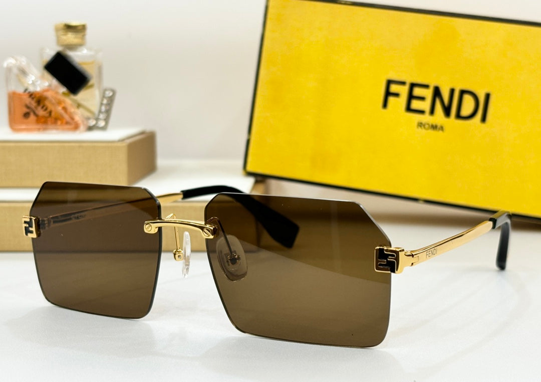 SKY RECTANGULAR FRAME SUNGLASSES FE40043U IN METAL - Black FF Pattern