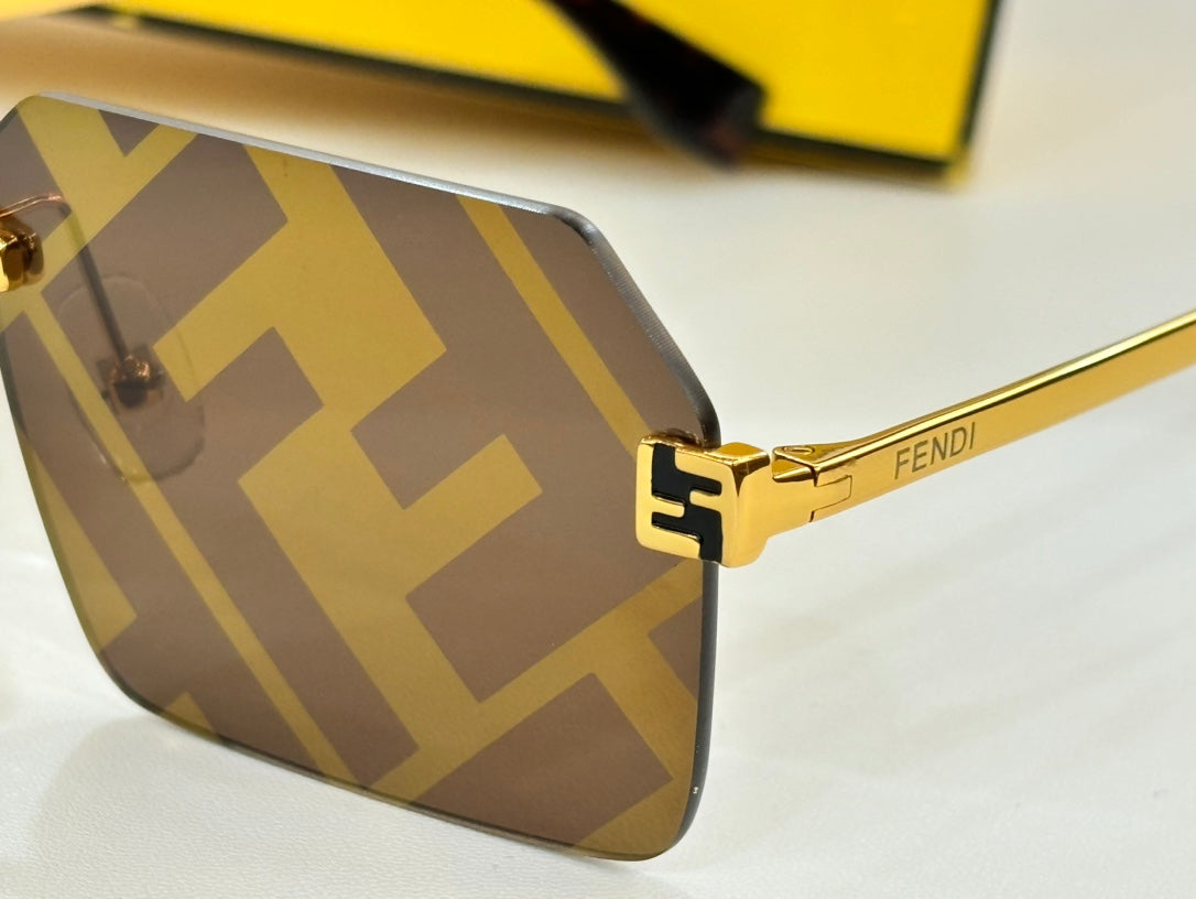 SKY RECTANGULAR FRAME SUNGLASSES FE40043U IN METAL - Black FF Pattern