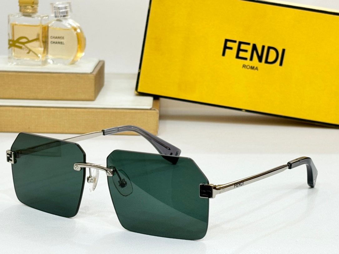 SKY RECTANGULAR FRAME SUNGLASSES FE40043U IN METAL - Black FF Pattern