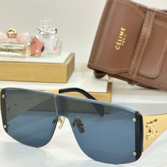 TRIOMPHE RACER SUNGLASS CL42014 IN METAL - Gold/Blue Lenses