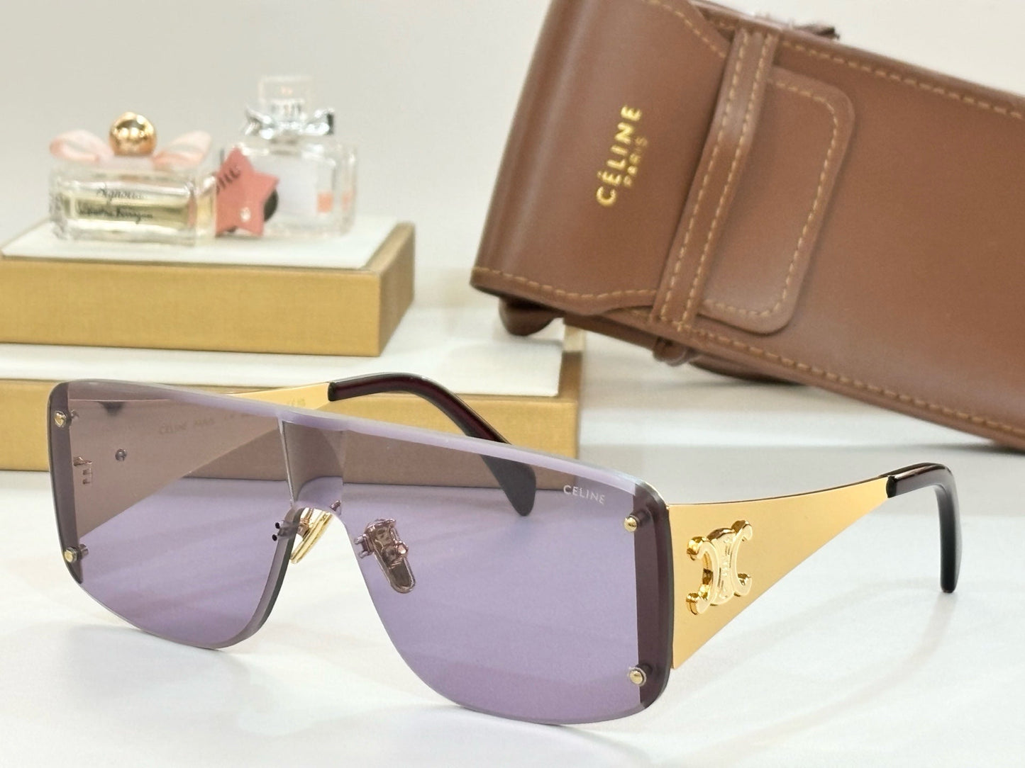 TRIOMPHE RACER SUNGLASS CL42014 IN METAL - Gold/Blue Lenses