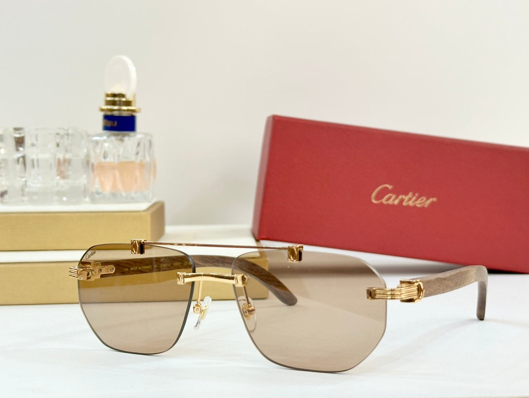 PREMIÈRE GEOMETRIC FRAME SUNGLASSES CT0621S IN METAL AND WOODEN - Light purple