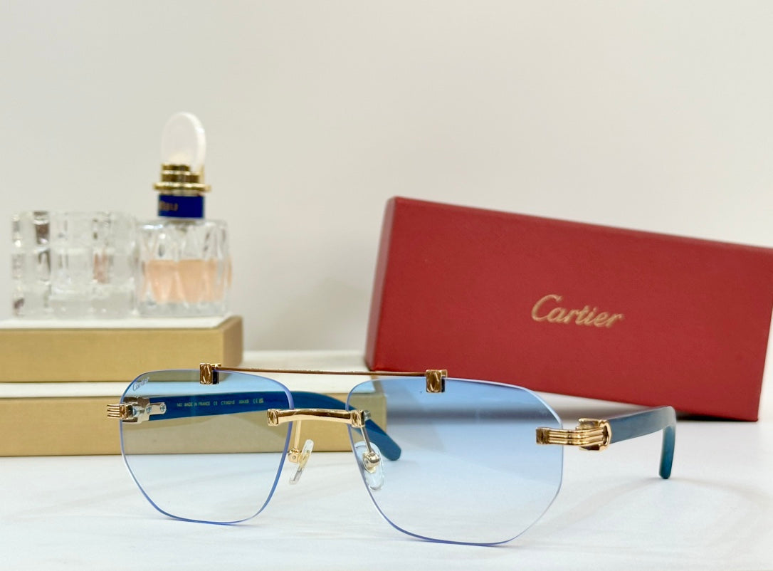 PREMIÈRE GEOMETRIC FRAME SUNGLASSES CT0621S IN METAL AND WOODEN - Light purple