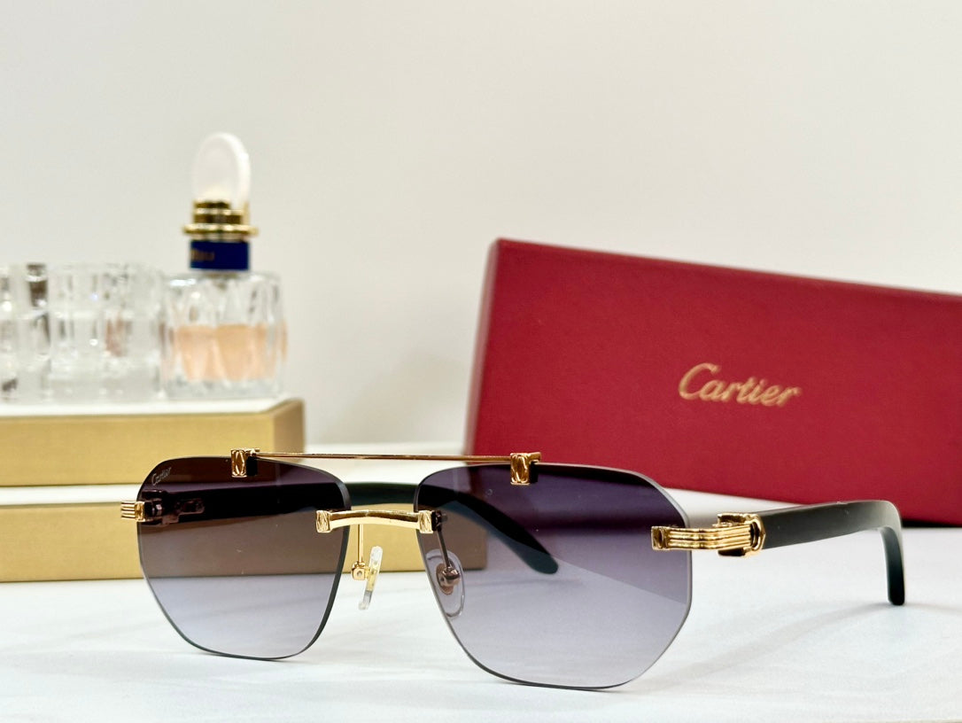 PREMIÈRE GEOMETRIC FRAME SUNGLASSES CT0621S IN METAL AND WOODEN - Light purple