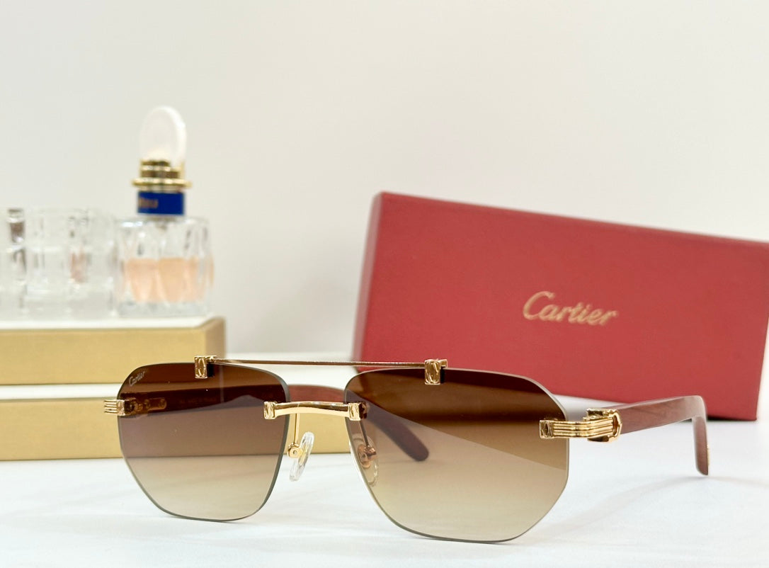 PREMIÈRE GEOMETRIC FRAME SUNGLASSES CT0621S IN METAL AND WOODEN - Light purple
