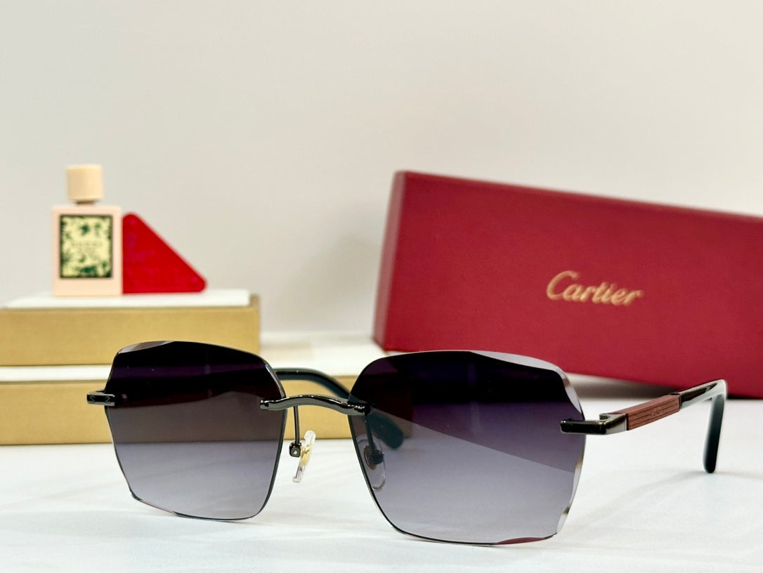 PREMIÈRE GEOMETRIC FRAME SUNGLASSES 530303 IN METAL AND WOODEN - Blue