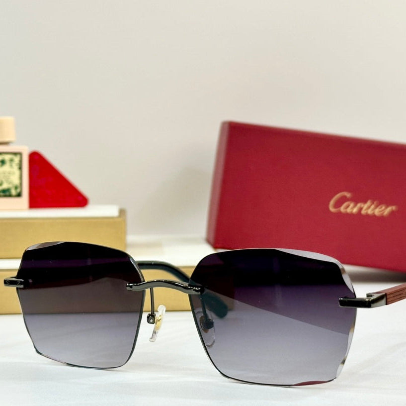SANTOS SQUARE FRAME SUNGLASSES 530303 IN METAL - Dark purple