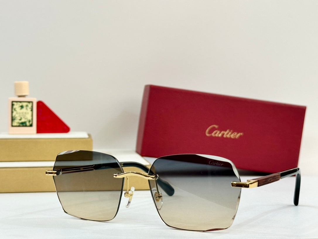 PREMIÈRE GEOMETRIC FRAME SUNGLASSES 530303 IN METAL AND WOODEN - Blue