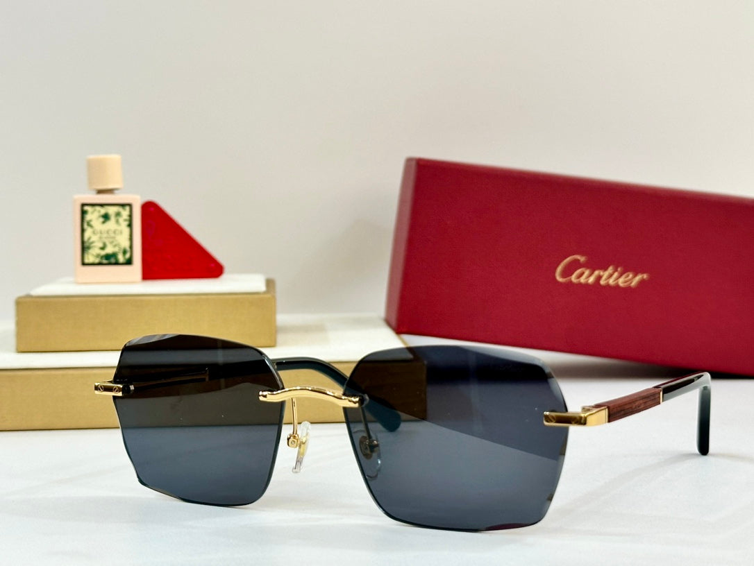 PREMIÈRE GEOMETRIC FRAME SUNGLASSES 530303 IN METAL AND WOODEN - Blue